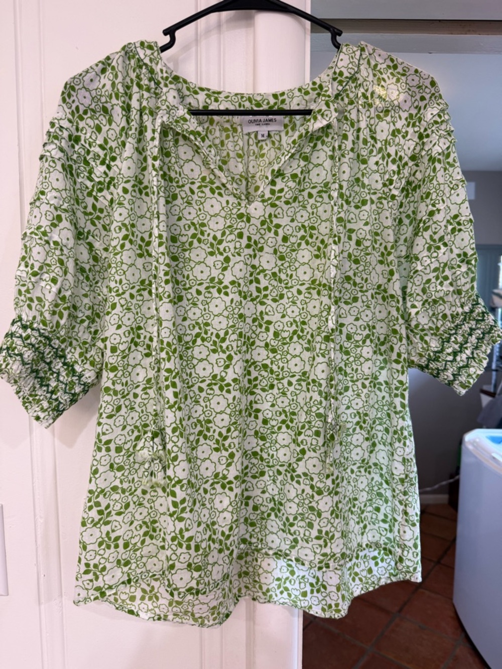 Olivia James Green Floral Blouse size M